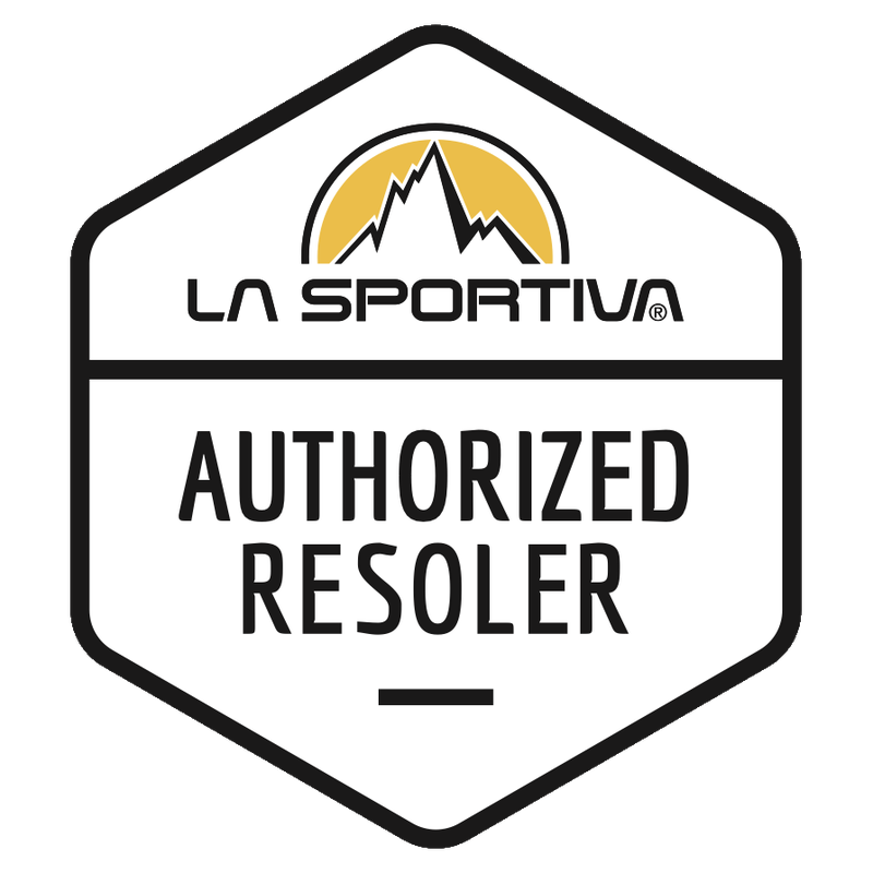 La Sportiva authorized resoler badge with mountain logo in yellow and black.