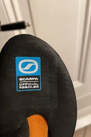 Klantfoto: verzoolde Scarpa Drago met Scarpa Official Resoler sticker